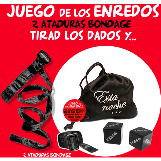 BOLSA JUEGO ENREDOS NEGRO ATADURAS+2 DADOS