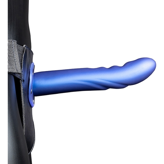 OUCH-STRAP-ON CURVO TEXTURIZADO - 8 / 20 CM-AZUL METALIZADO