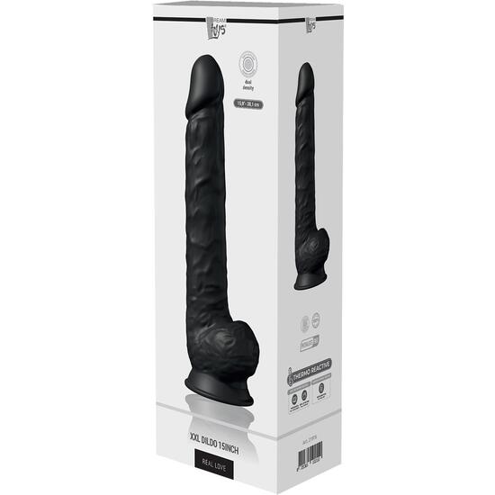 Real love dual density - pene realísitico 38cm negro - Imagen 5